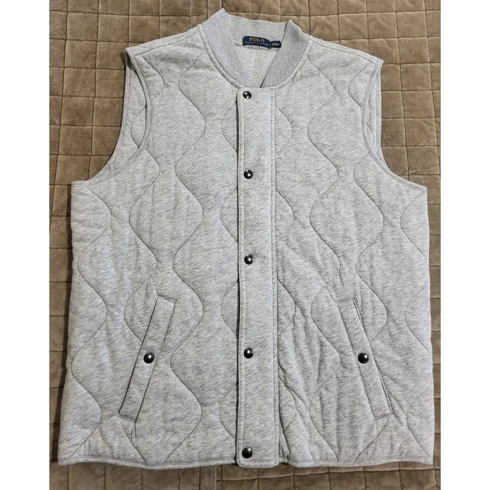 Polo Ralph Lauren Quilted Full Zip Vest Gray Old Money Men's Size Large